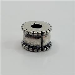 PANDORA BEVELED CLIP, 790267, MARKED: S925 ALE, RETIRED, LIGHT SCRATCHES